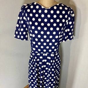 Vintage 1980s Cottagecore 100% Cotton Lanz Polka Dot Dress